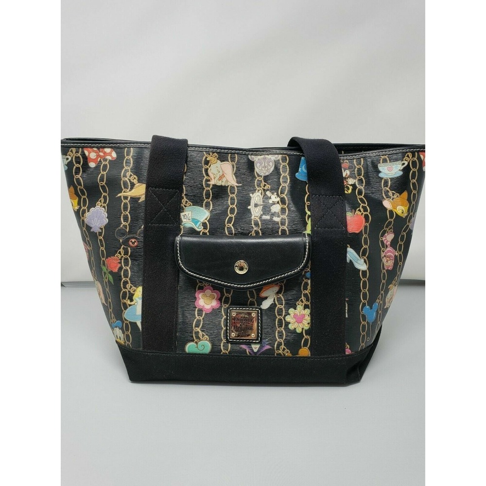 RARE Disney Dooney And Bourke‎ Black Charms Pocket Tote  EUC